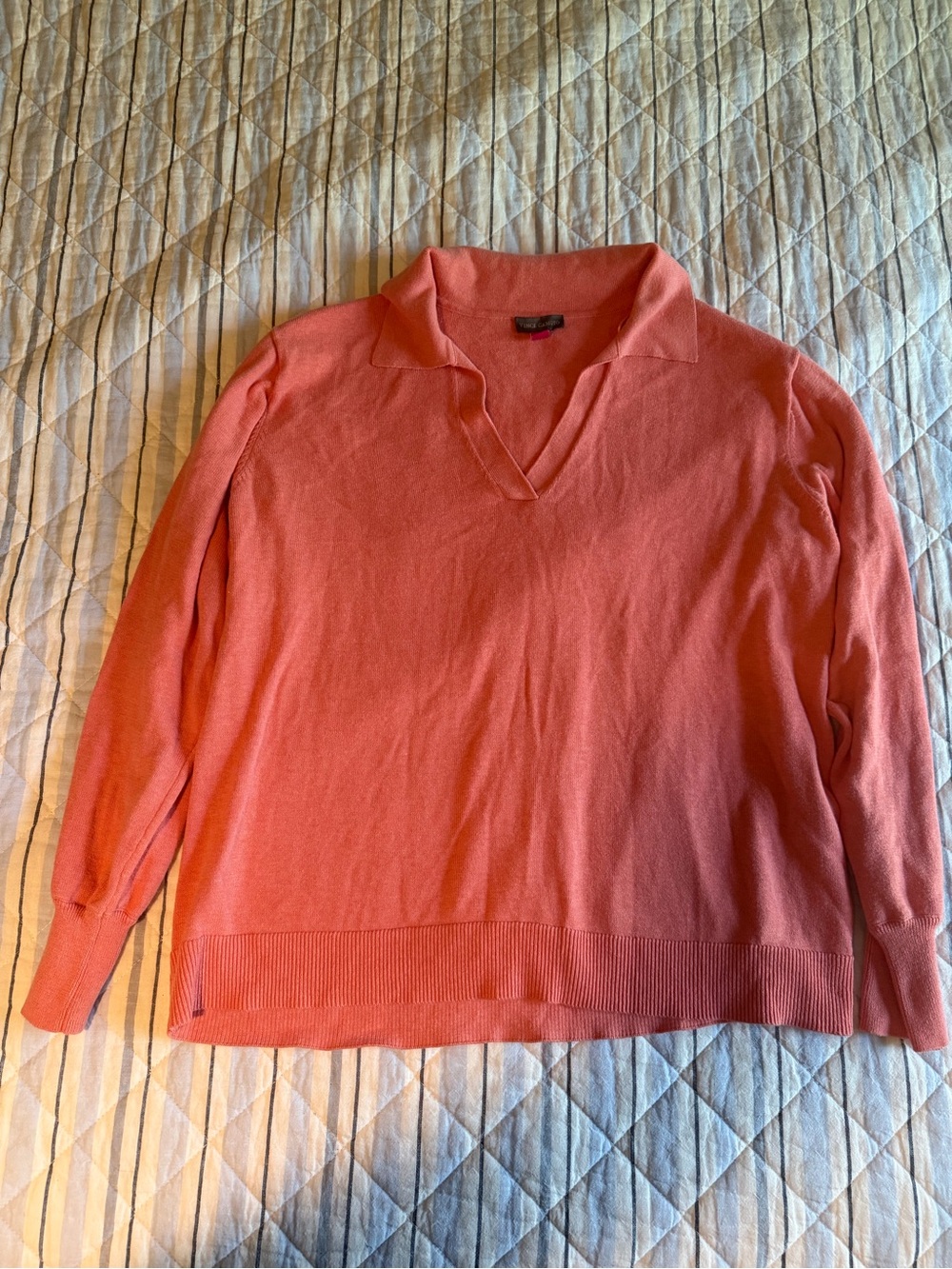 Vince Camuto Coral V-Neck Collared Women's Sweater